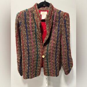D.K. Gold Donnkenny Vintage 1980’s Wool Striped Boucle Multicolor Blazer Size 14